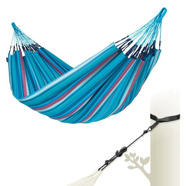 LA SIESTA Tweepersoonshangmat Brisa Outdoor - Zeeblauw 4 LA SIESTA Tweepersoonshangmat Brisa Outdoor - Zeeblauw - Afbeelding 4