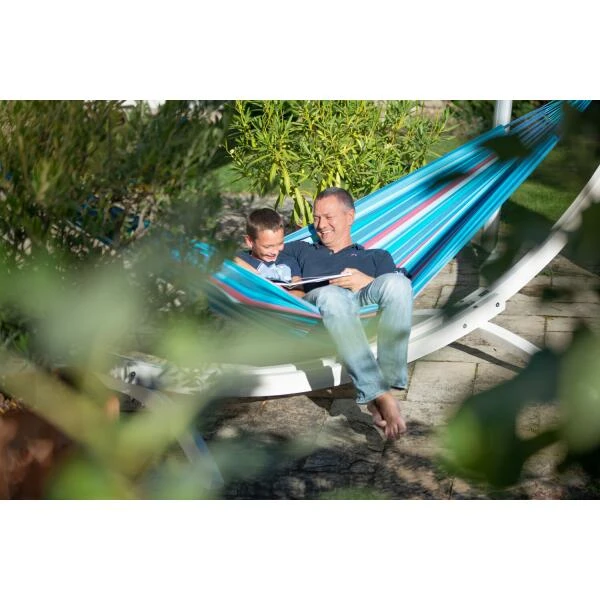 LA SIESTA Tweepersoonshangmat Brisa Outdoor - Zeeblauw 2 LA SIESTA Tweepersoonshangmat Brisa Outdoor - Zeeblauw - Afbeelding 2