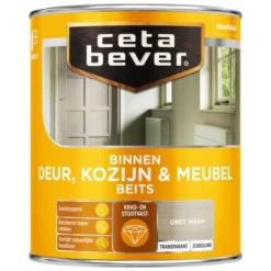 Cetabever Binnenbeits Deur, Kozijn & Meubel Transparant Zijdeglans, Grey Wash - 750 Ml
