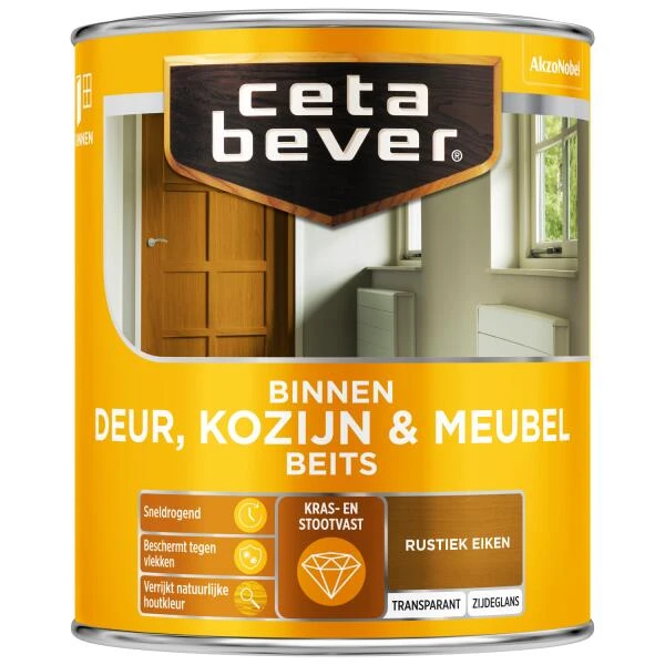 Cetabever Binnenbeits Deur, Kozijn & Meubel Transparant Zijdeglans, Rustiek Eiken - 750 Ml 1 Cetabever Binnenbeits Deur, Kozijn & Meubel Transparant Zijdeglans, Rustiek Eiken - 750 Ml