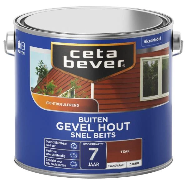 Cetabever Snelbeits Gevel Hout Transparant, Teak - 2,5 L 1 Cetabever Snelbeits Gevel Hout Transparant, Teak - 2,5 L