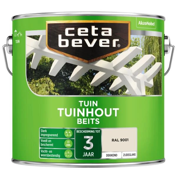 Cetabever Tuinbeits Tuinhout Dekkend, Ral 9001 - 2,5 L 1 Cetabever Tuinbeits Tuinhout Dekkend, Ral 9001 - 2,5 L