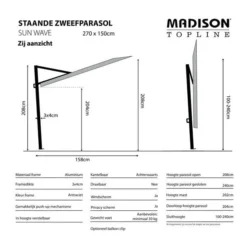 Madison Parasol Sun Wave 270 × 150 Cm - Taupe -LA SIESTA Verkoop madison parasol sun wave taupe 1612867915 1 600