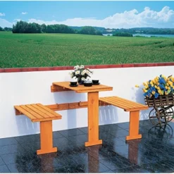 Opklapbare Balkonset (tafeltje + Bankjes)