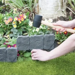 Tuinafboording Kunststof Steenlook Grijs - 240 Cm -LA SIESTA Verkoop tuinafboording steengrijs 240 cm 1484057391 3 600