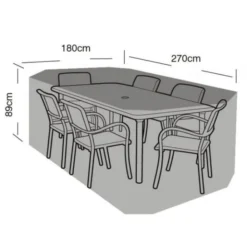 Hoes Voor Tuinmeubelen - Rechthoekige Tafel + 6 Stoelen